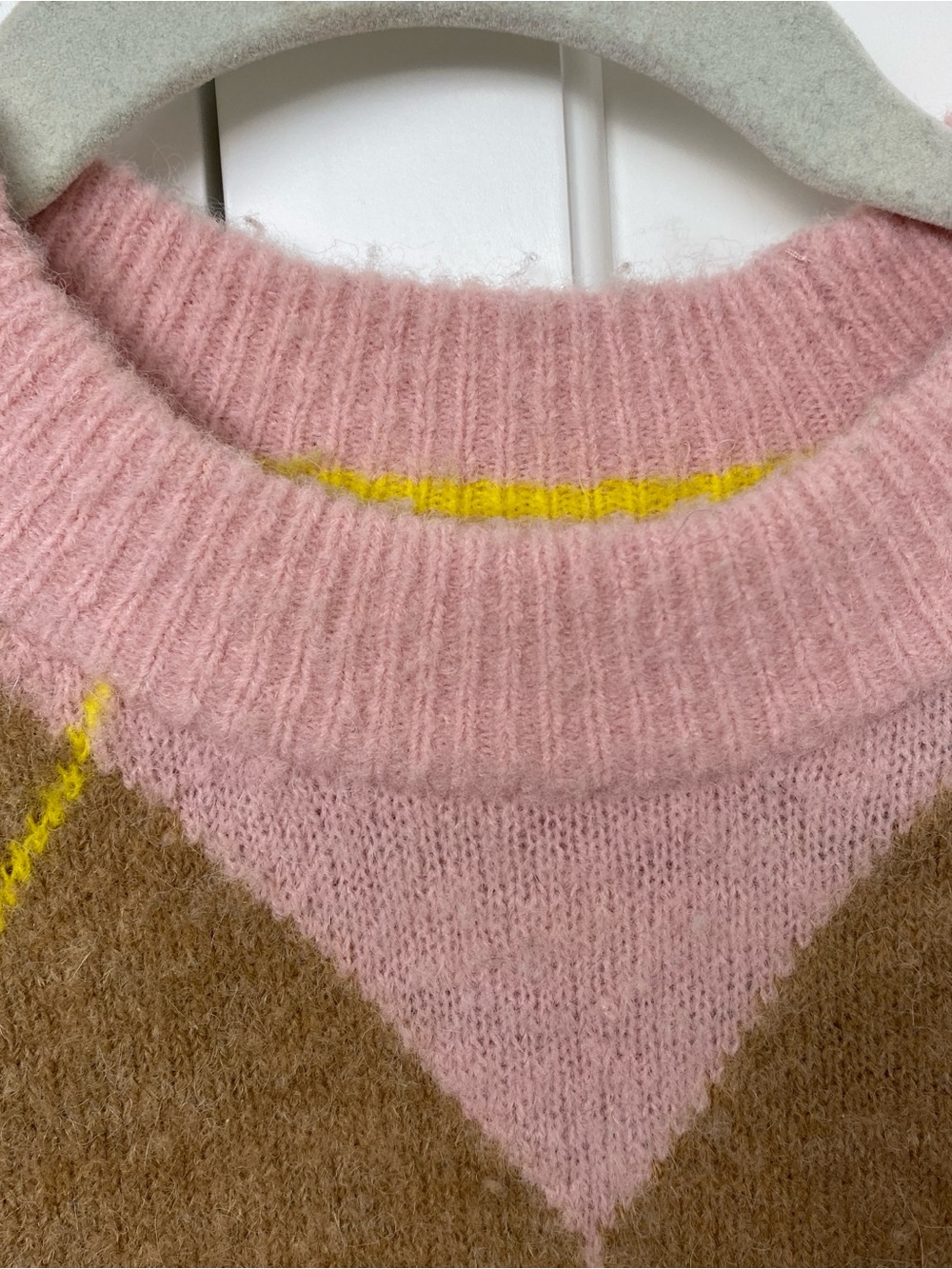 Boden Pink, Brown & Yellow Argyle Crewneck Sweater - Picture 2 of 8